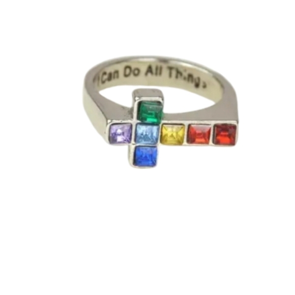 Cross multicolor Ring size 9 alloy New - Picture 1 of 3